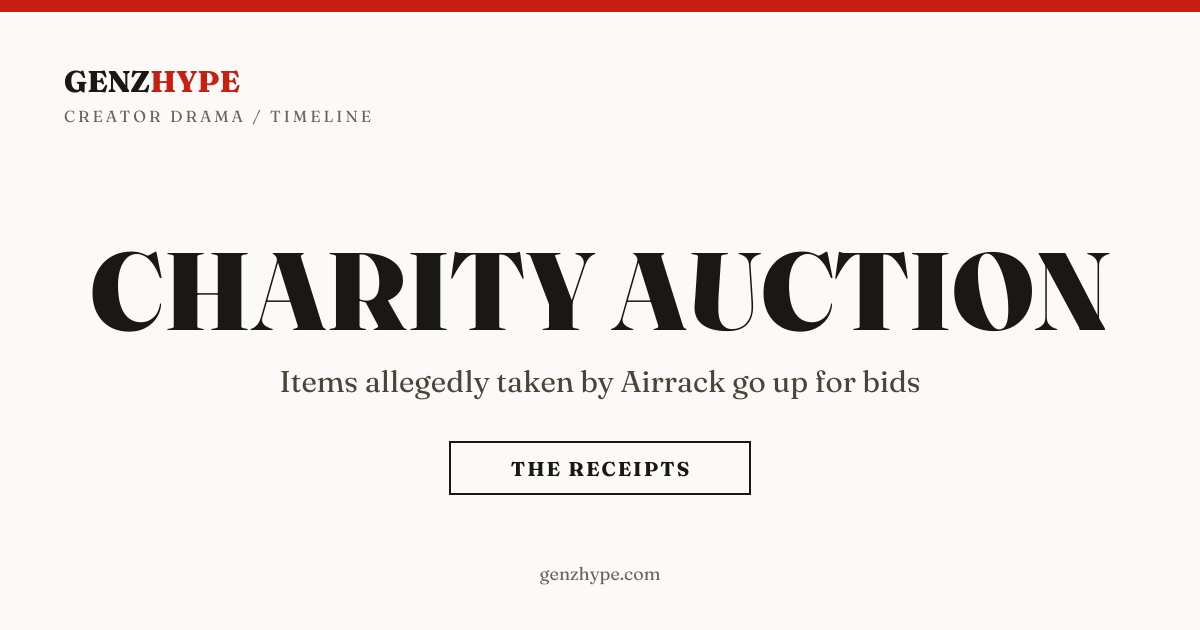Airrack’s “stolen” items go on charity auction
