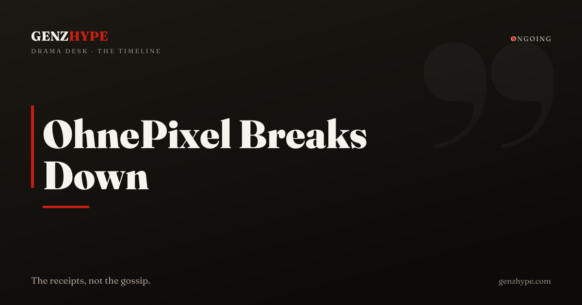 OhnePixel Breaks Down in Tears Over Clip Farming Accusations, a GenZHype timeline