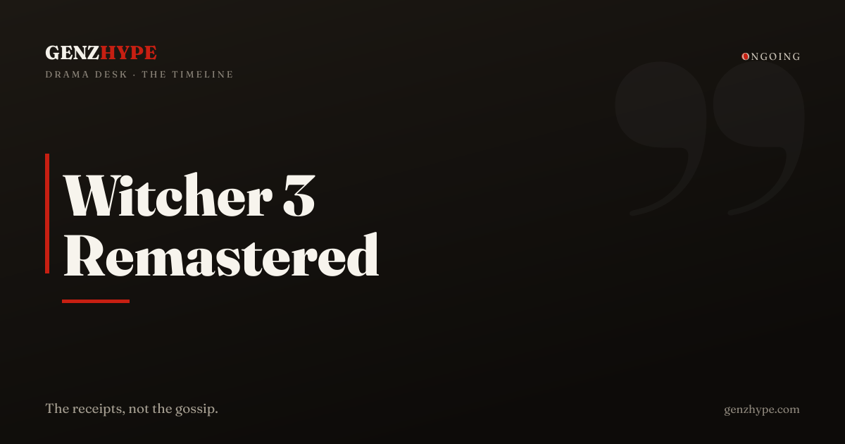 Witcher 3 Remastered Tops Metacritic 2026 Scores, a GenZHype timeline