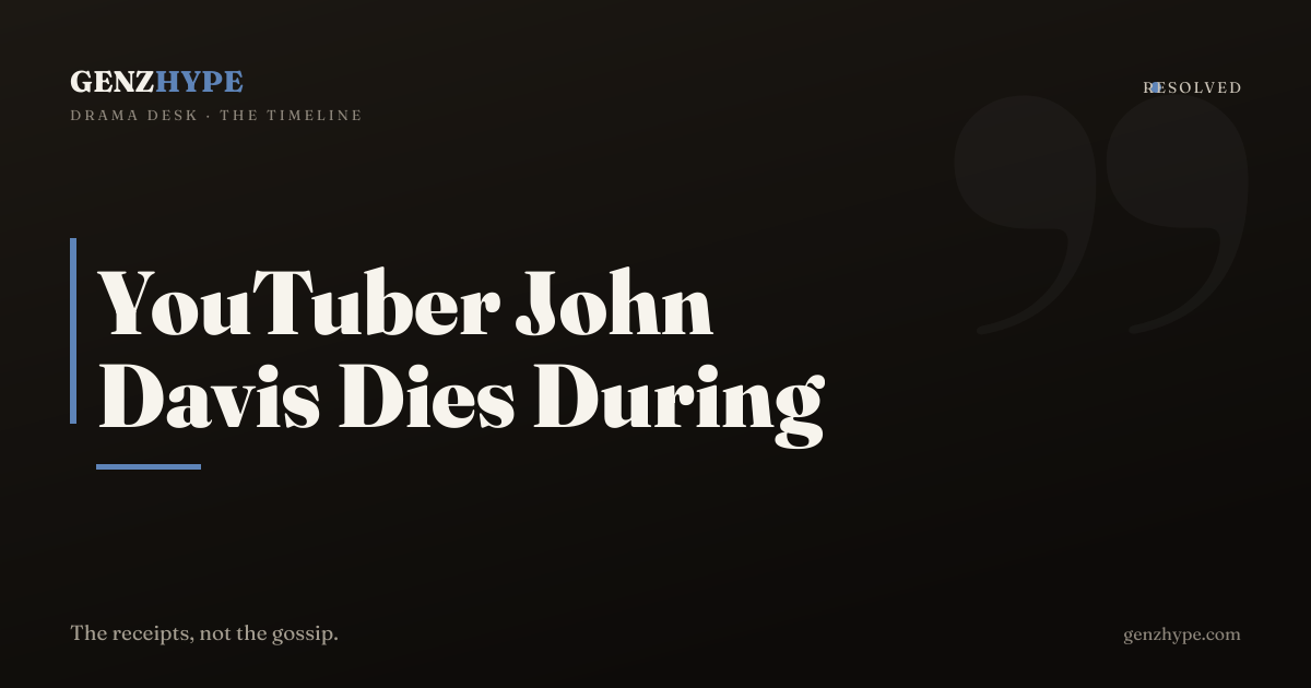 YouTuber John Davis Dies During Live Stream, a GenZHype timeline