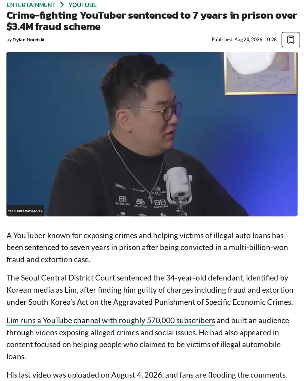 Screenshot of dexerto.com: Final YouTube Video Uploaded