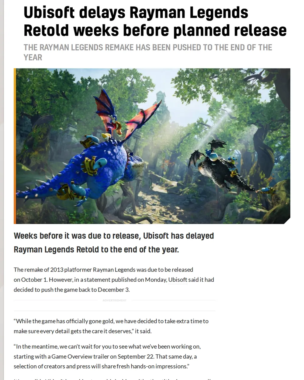Screenshot of videogameschronicle.com: Reporters Note Potential Scheduling Conflict