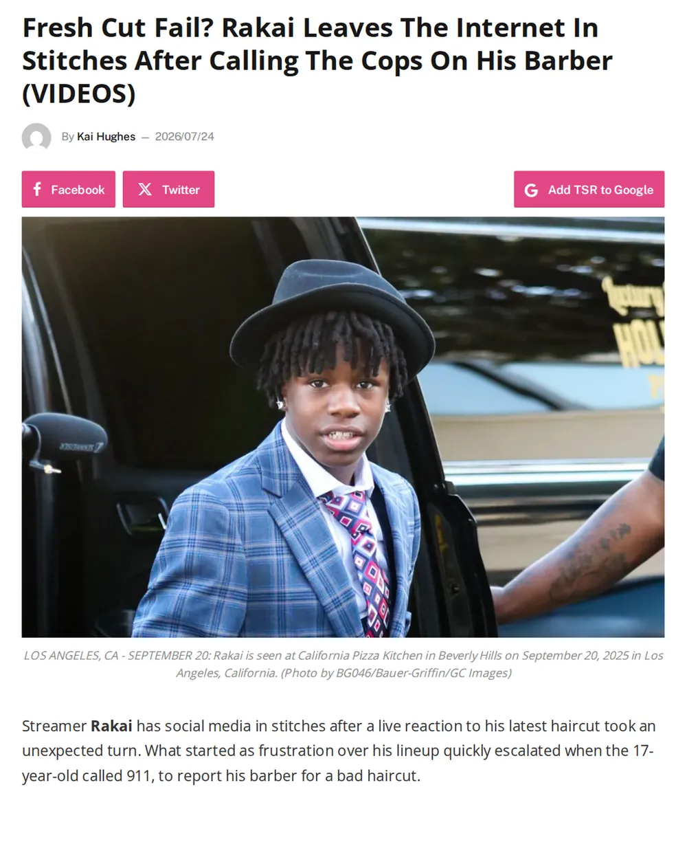 Screenshot of theshaderoom.com: Social Media Reacts to Incident