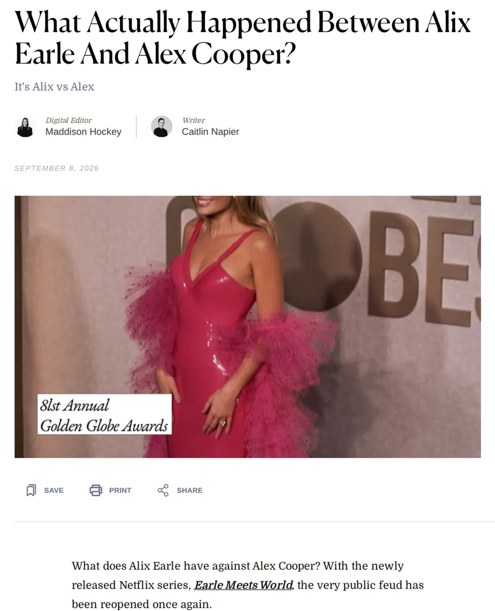 Screenshot of marieclaire.com.au: Earle discusses feud on 'Earle Meets World'