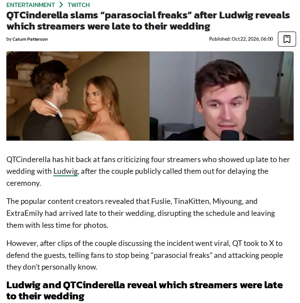 Screenshot of dexerto.com: QTCinderella responded to criticism about naming guests