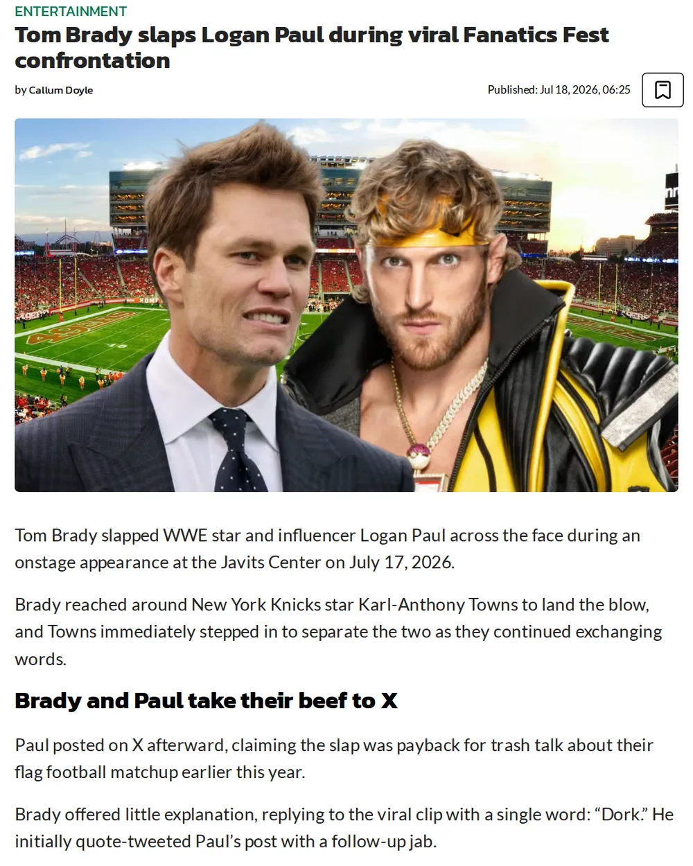 Screenshot of dexerto.com: Onstage Confrontation at Fanatics Fest