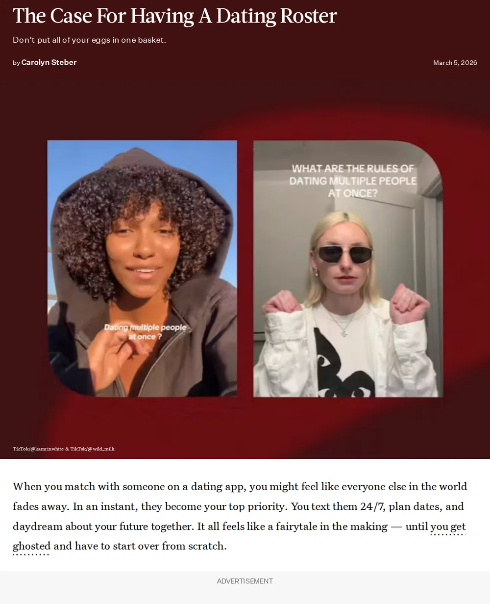 Screenshot of bustle.com: Pinchofcoco Shares Dating Roster Advice