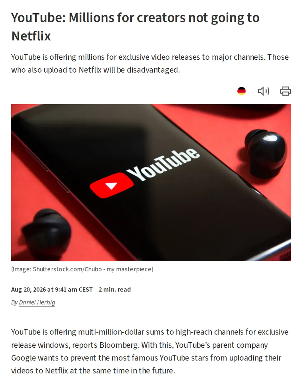 Screenshot of heise.de: GTA 6 Gameplay Preview on Netflix