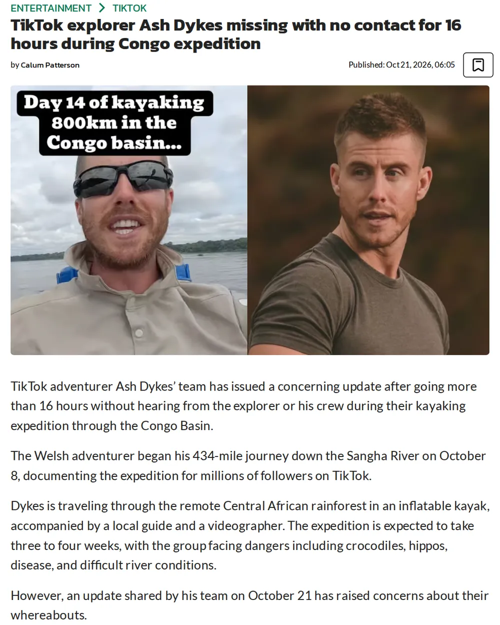Screenshot of dexerto.com: Start of Congo Expedition