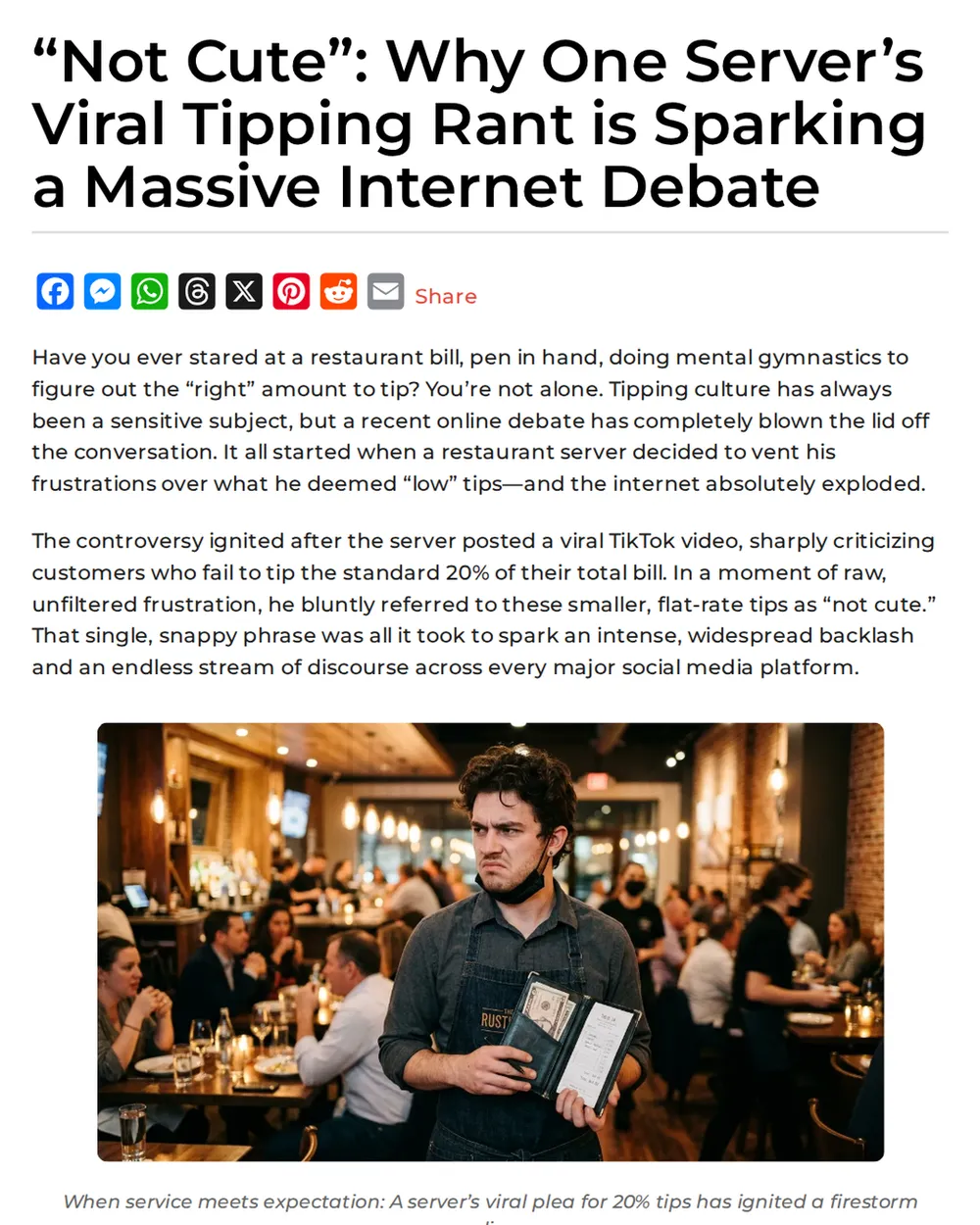 Screenshot of cjquotes.com: Server Ben Raanan Criticizes Customers for Low Tips on TikTok