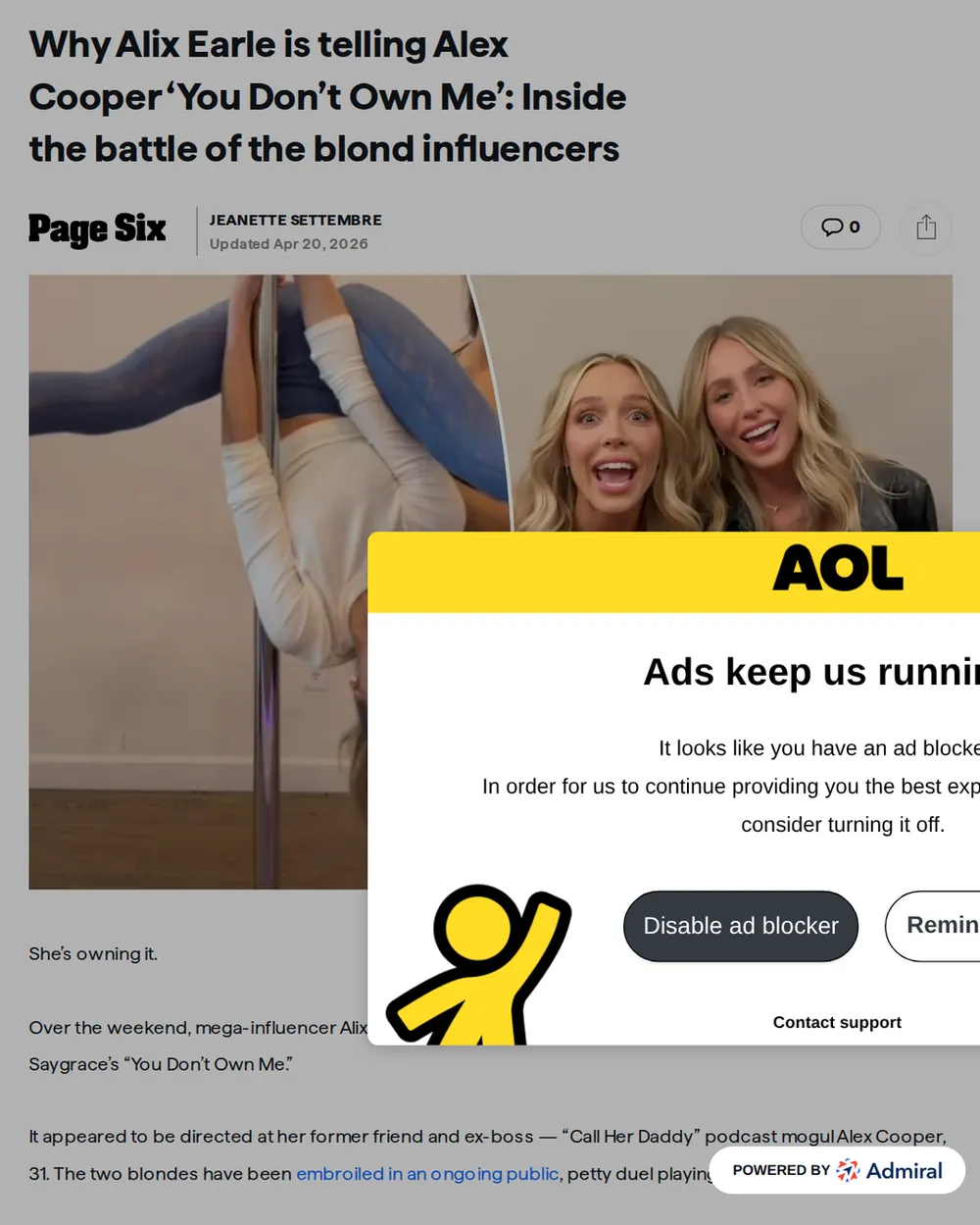 Screenshot of aol.com: Alix Earle signs with Unwell network