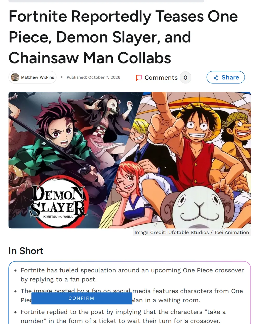 Screenshot of beebom.com: Fan post featuring anime characters waiting in a room