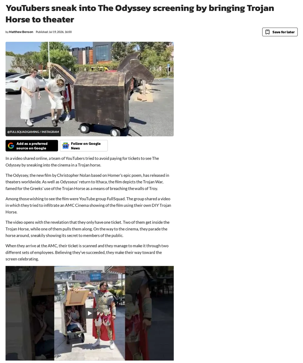 Screenshot of dexerto.com: FullSquad Attempts Trojan Horse Cinema Entry