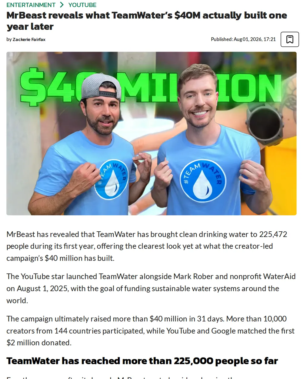 Screenshot of dexerto.com: TeamWater Launch