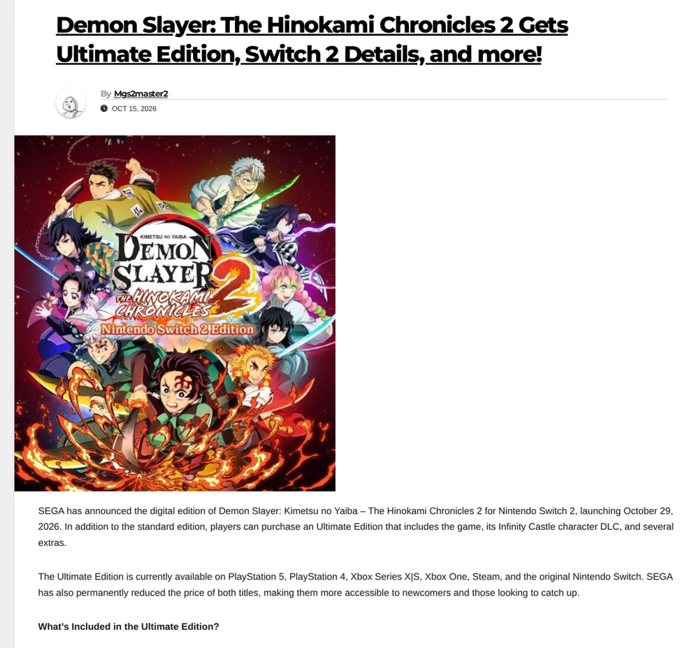 Screenshot of hackinformer.com: SEGA Announces Digital Ultimate Edition, Price Cuts, and Upgrade Pass