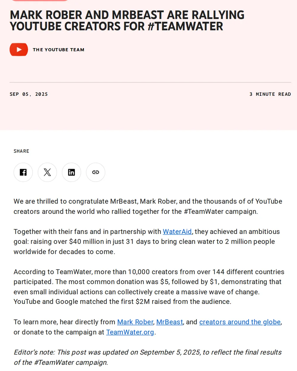 Screenshot of blog.youtube: Final results published