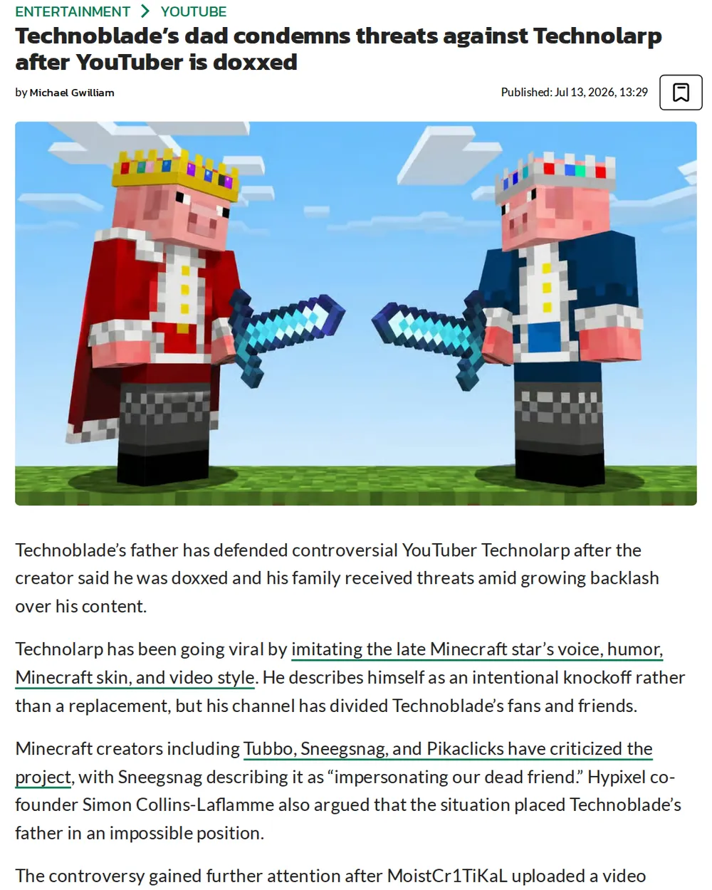 Screenshot of dexerto.com: Technodad said his stance on Technolarp remains inconclusive