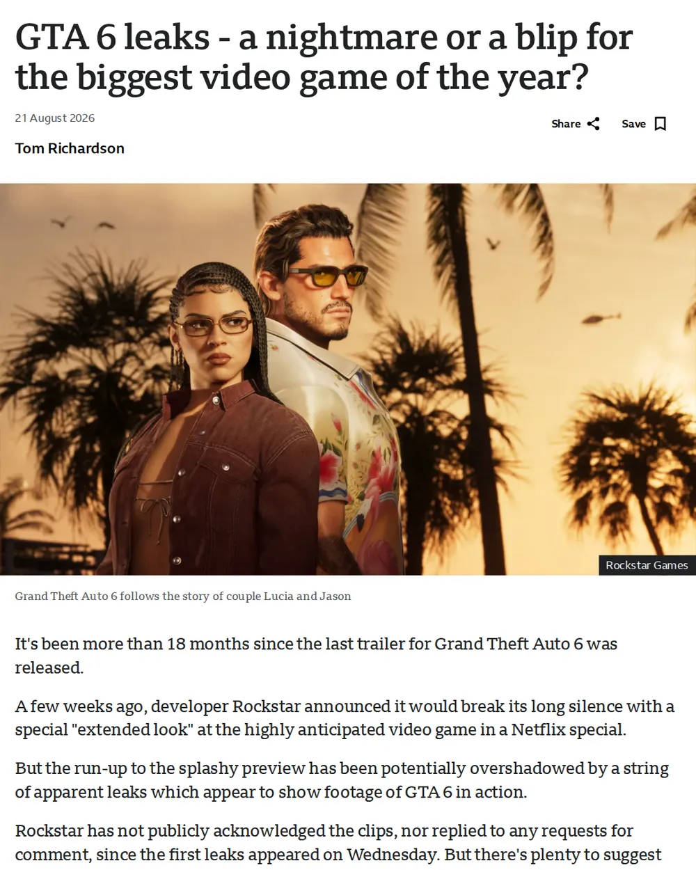 Screenshot of bbc.com: Clips removed due to copyright claims