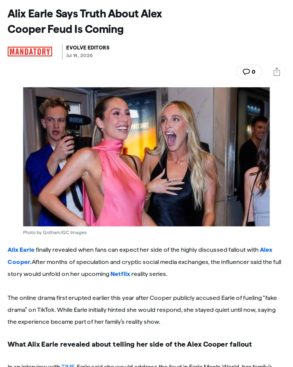 Screenshot of aol.com: Earle jokes about the public confrontation