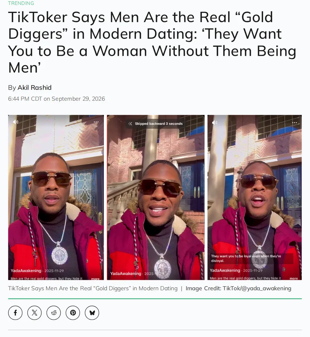 Screenshot of dailydot.com: Creator details specific male behaviors in video