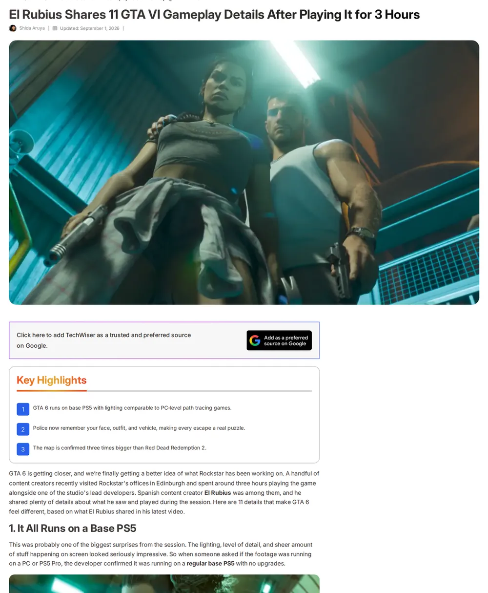 Screenshot of techwiser.com: TechWiser Details Base PS5 Performance and GPS Trackers