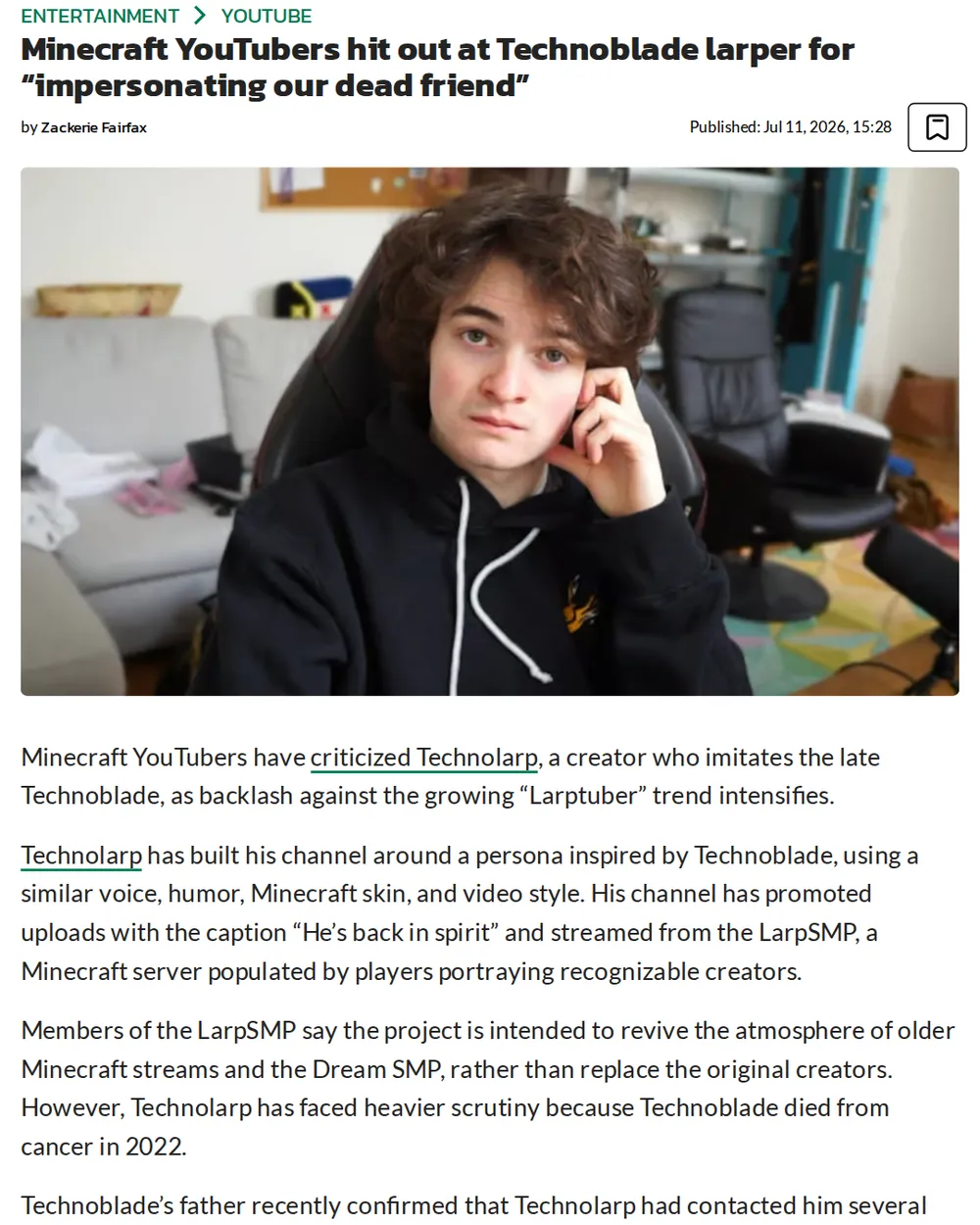 Screenshot of dexerto.com: Simon Collins-Laflamme Weighs In