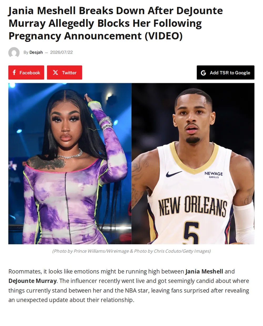 Screenshot of theshaderoom.com: Alleged Blocking Incident
