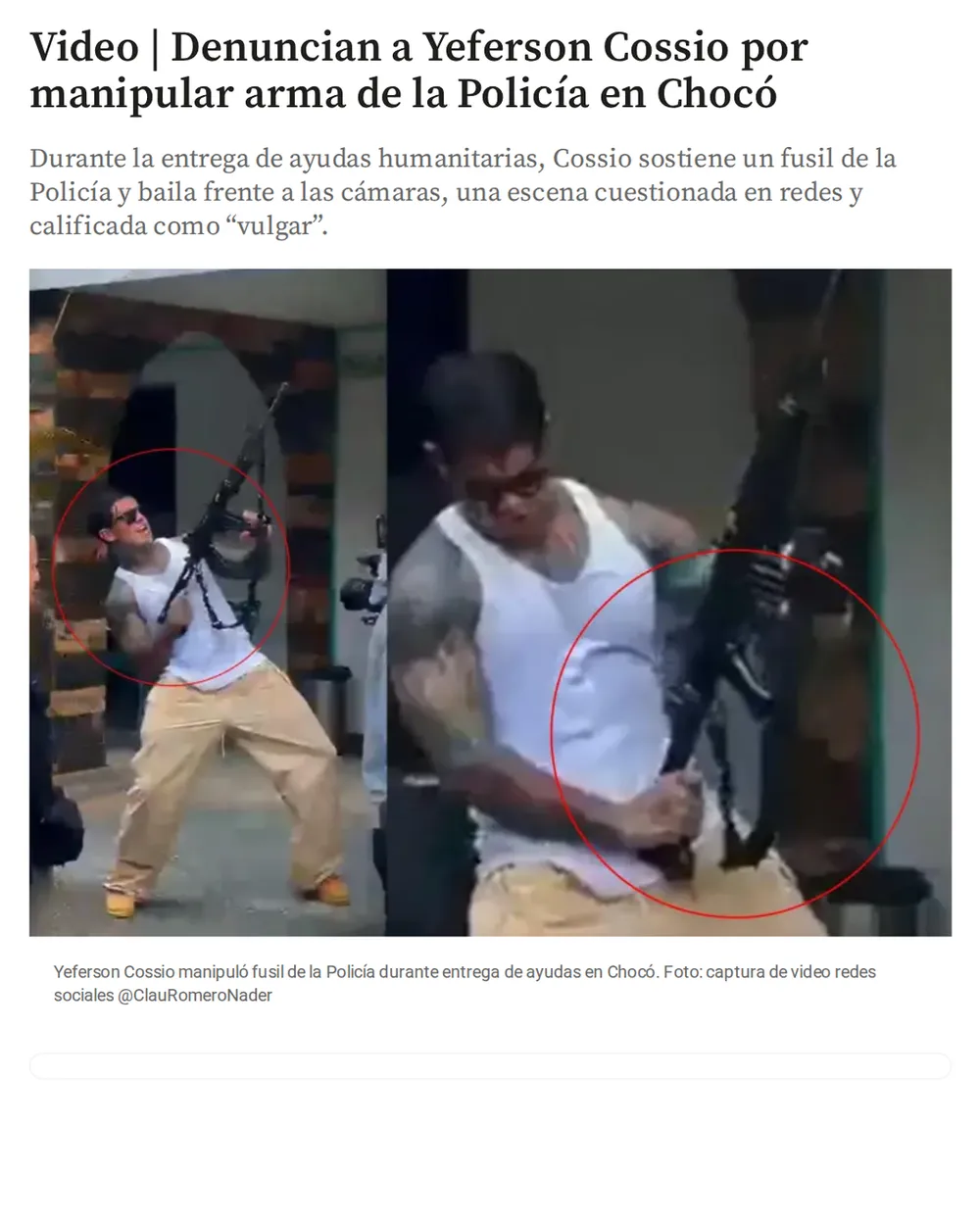 Screenshot of elcolombiano.com: Earthquake Hits Chocó