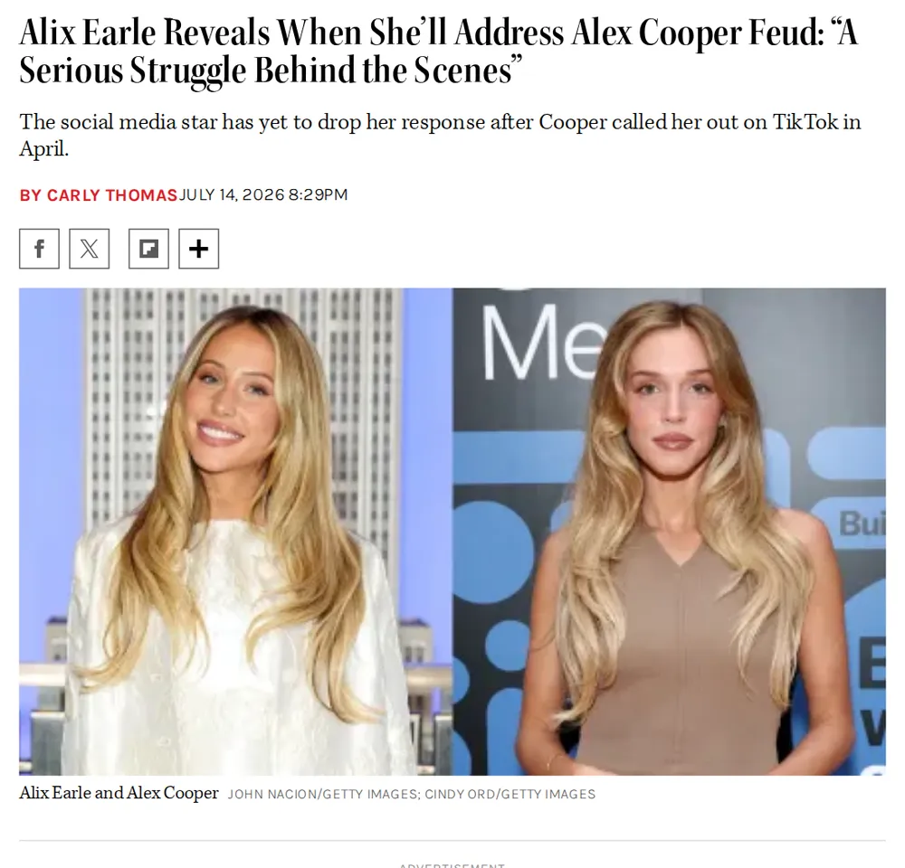 Screenshot of hollywoodreporter.com: Alix Earle exits Unwell Network