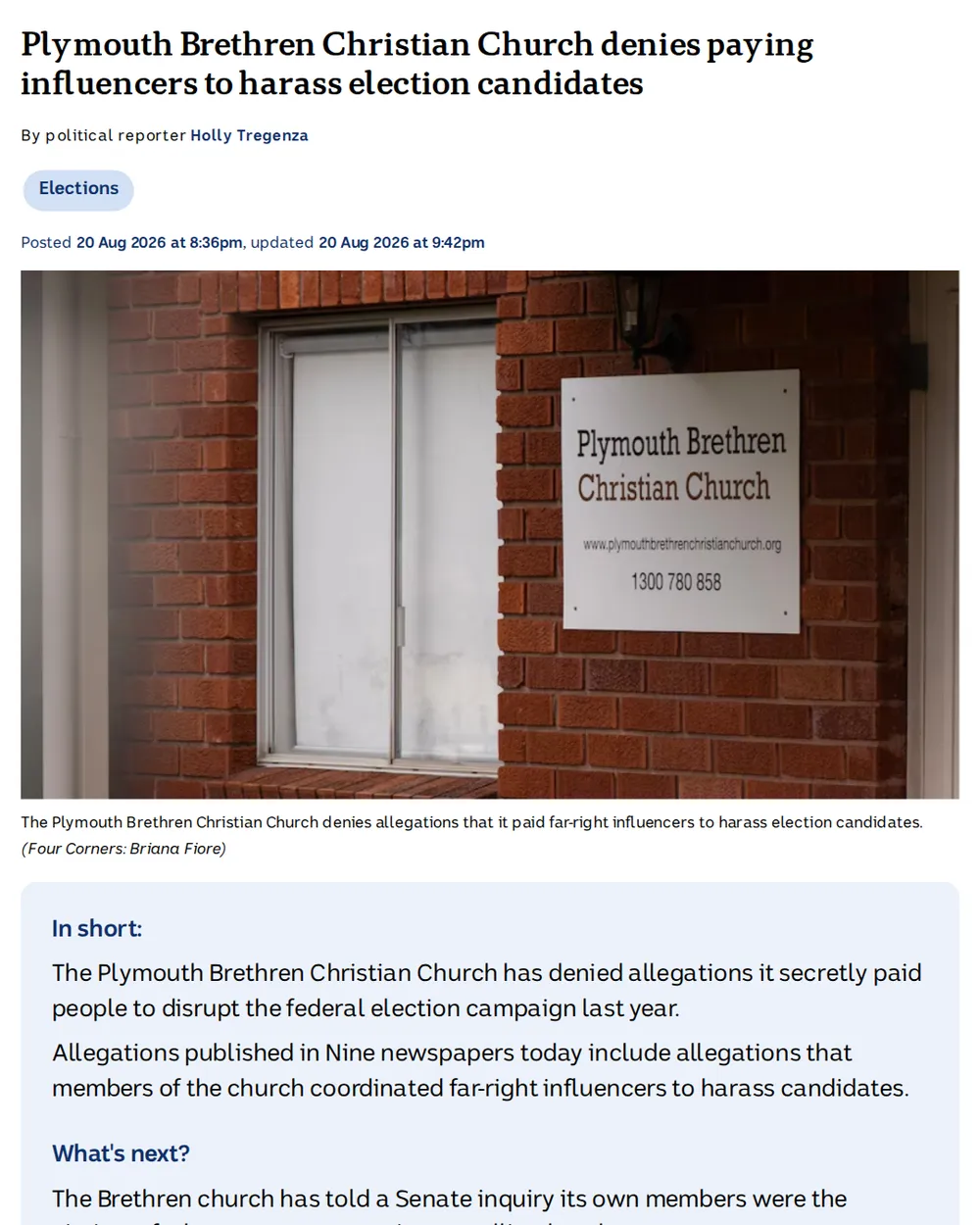 Screenshot of abc.net.au: Lloyd Grimshaw Appears Before Senate Inquiry