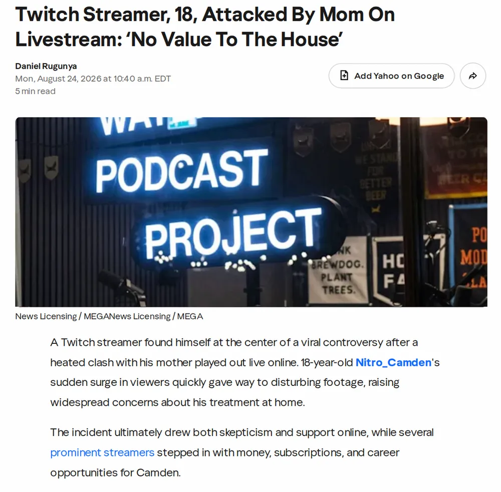 Screenshot of ca.news.yahoo.com: StableRonaldo Raids Nitro Camden